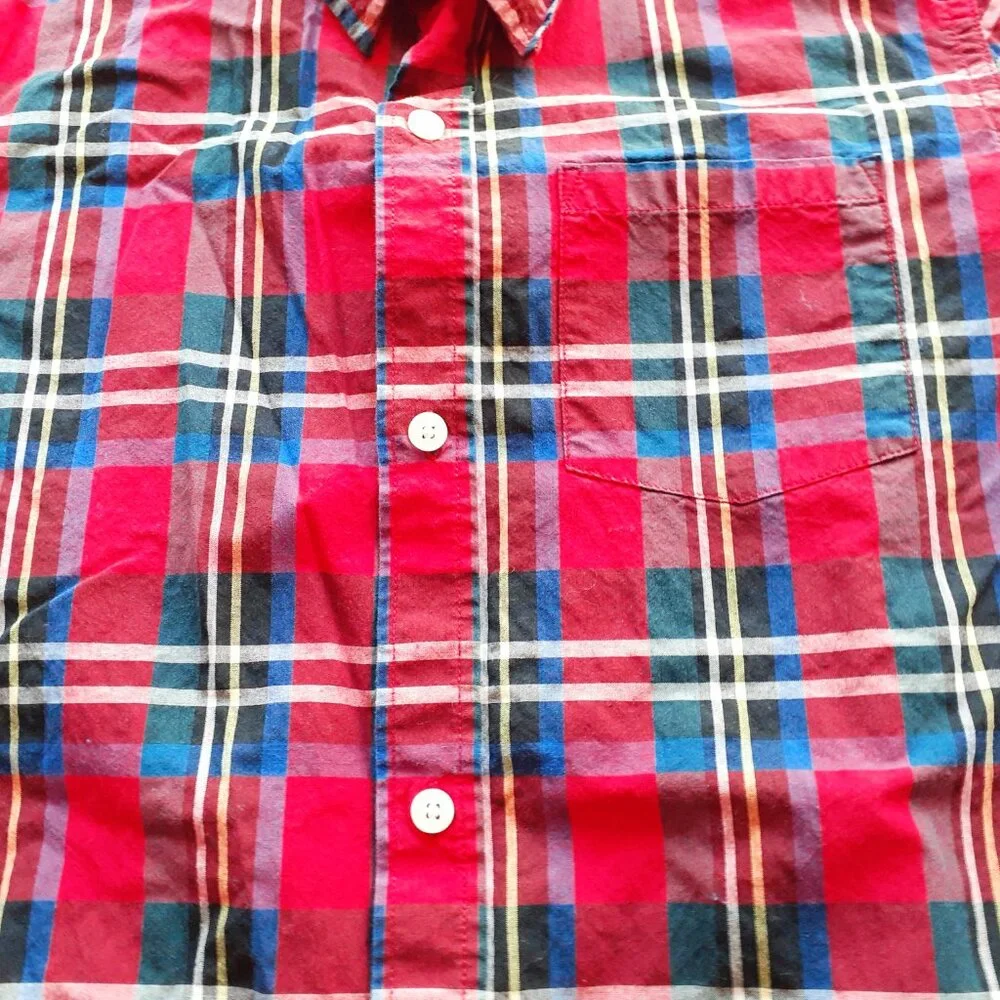 Gap Boys Shirt Button Down Red Plaid Long Sleeve Christmas Holiday XL 12